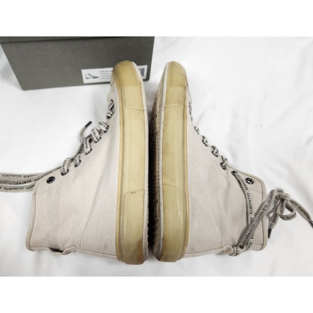 All Saints Men's Sz. 9 Jaxon High Top Canvas Trainers in Chalk White - Picture 8 of 9